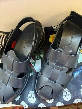 Robert Clergrrie Black Woven Platform Sandals